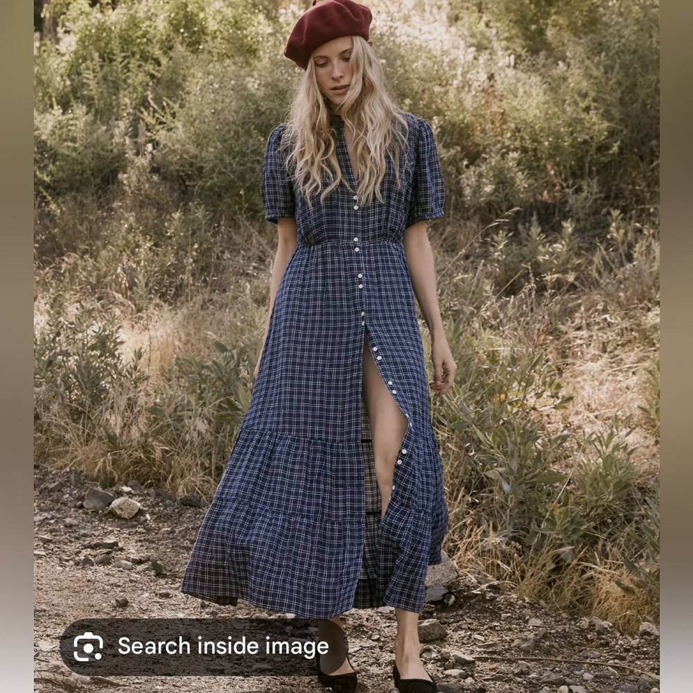 Doen Revi Plaid Cotton Maxi Dress Size M, good condition
